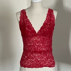 Y2K dark pink/red lace cami tank